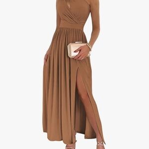 Brown One Shoulder Sleeveless Gown for Wedding